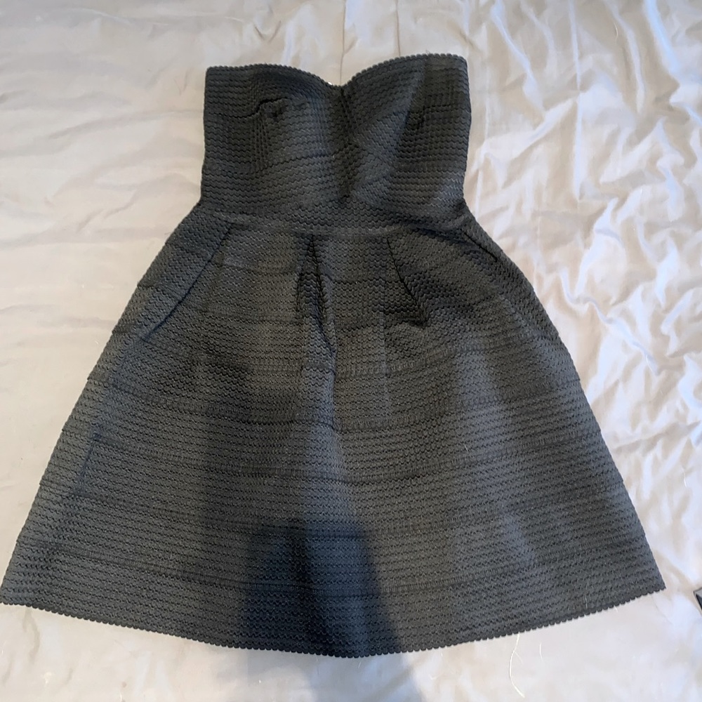 Strapless mini black dress